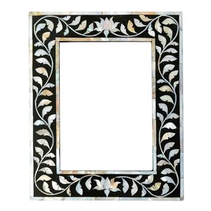Wholesale Handmade Mother Of Pearl Inlay <b>Photo</b> <b>Frame</b> Luxury <b>Black</b> MOP Picture <b>Frame</b> With Floral Lotus Vine Pattern For Tabletop - Product Image 1
