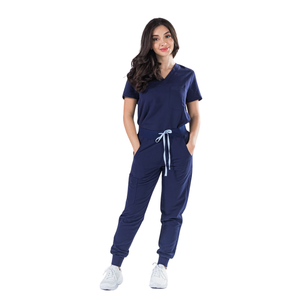 FACTORY garments in VN <b>nursing</b> <b>scrubs</b> wide leg comfortable medical uniforms sets stand collar short sleeves FMF factory LOW MOQ - Product Image 2