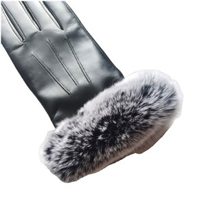 New Winter Season Women's Soft Leather Touchscreen Plain Dressing <b>Gloves</b> with Fur Trim Warm for Casual Use - Product Image 6
