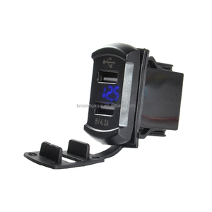 BROSintl Button Style <b>12V</b> 24V Dual USB 5V 4.2A USB Charger <b>Socket</b> with Voltmeter - Product Image 1