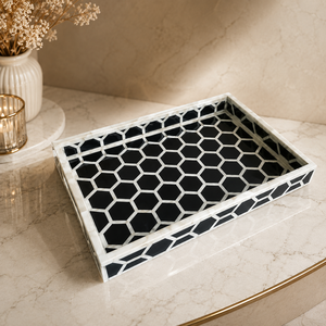 Stunning Gold Scalloped Edge Marble Serving Tray Decorative <b>Bar</b> Cart Ottoman Coffee Table Accent - Product Image 3