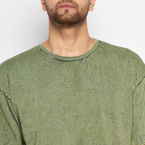 T-shirt oversize homme style hip-hop streetwear délavé à l'acide avec logo personnalisé, motif uni vintage, prix abordable, personnalisable - Product Image 6