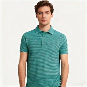Polo de Punto a Rayas para Hombre, Manga Corta, Estilo Casual, Corte Regular, Diseño Azul Estampado - Product Image 5