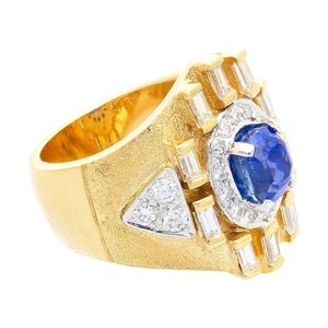 <b>Men's</b> Alloy Vintage Cocktail <b>Ring</b> with Diamond Prong Setting Geometric Design Classic Wedding Engagement Jewelry - Product Image 1
