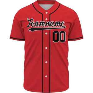 Maillot de baseball court à col en V 100 % polyester imprimé par transfert thermique, fabriqué au Pakistan, prix abordable, OEM, personnalisable, respirant, avec impression sur le devant - Product Image 1