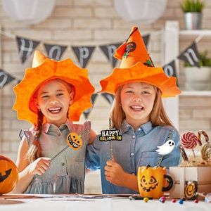 25 Pajitas de Papel Desechables Decorativas para Fiesta de Halloween con Diseño de Fantasma y Linterna, Tema Negro - Product Image 2