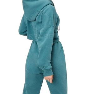 เสื้อฮู้ดครอปท็อปสีสันตามสั่ง คุณภาพสูง สำหรับฤดูหนาว สวมใส่สบาย ทรงเข้ารูป ผลิตจากผ้าฝ้าย 100% เป็นมิตรต่อสิ่งแวดล้อม พร้อมปักโลโก้ด้านหน้าตามแบบที่ต้องการ - Product Image 3