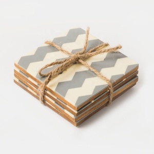 Attractive Unique Design Modern Luxury Square Shape Eco-Friendly Resin Wooden Coasters Tea Cup Coffee <b>Pads</b> Beer Mats Extra - Product Image 2