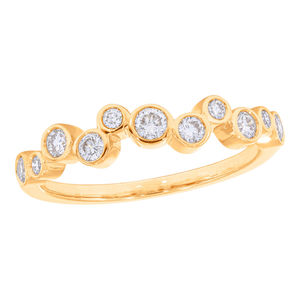 Anillo de boda de burbujas de moissanita/diamantes cultivados en laboratorio redondos de 0,44 quilates con polvo de estrellas en oro de 10K/14K/18K y plata de ley - Product Image 3