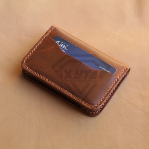 Porte-cartes en cuir véritable sur mesure, fin et minimaliste, pour homme, fait main, mini étui pour cartes de crédit, fournisseur d'usine - Product Image 3