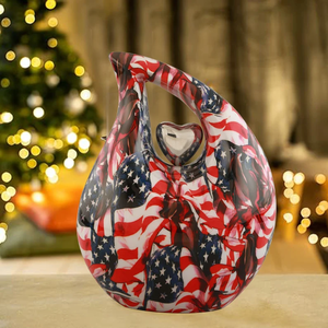 American Flag Teardrop Cremation Urn Handmade Memorial <b>Keepsake</b> <b>Ashes</b> Holder Decorative Tribute Decor - Product Image 4