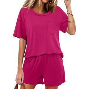 Conjunto corto informal de dos piezas para mujer con corte holgado, perfecto para fiestas al aire libre y viajes a la playa. - Product Image 2