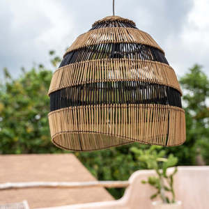 Black Natural Rattan Hanging Lamp <b>Shade</b> Handwoven Bohemian Ceiling <b>Light</b> Cover Modern <b>Wicker</b> Pendant Lighting For Home Decor - Product Image 4