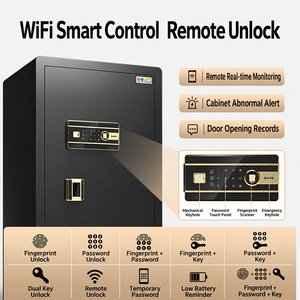Coffre-fort intelligent avec empreinte digitale, mot de passe, clé, alarme Wi-Fi, porte en acier épaissi, antivol, pour la maison et le bureau, stockage sécurisé des objets de valeur - Product Image 4