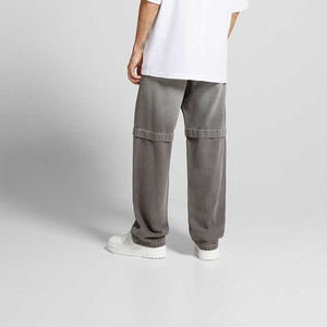 FLY HUMBLE SPORTSWEAR – Jean en denim droit formel détachable 100 % coton délavé foncé avec logo personnalisé pour homme – Hiver – Écologique - Product Image 2