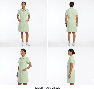 Bata de Enfermería de Manga Corta, Vestido Largo para Médicos y Enfermeras, Bata de Una Pieza con Cuello Tipo Scrub, Bata Dental Femenina - Product Image 3