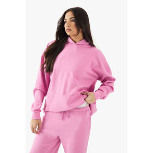 Sudadera con capucha de algodón para mujer, holgada, de manga larga, lisa, oversize, transpirable, ecológica, tejida, precio de fábrica, OEM personalizado - Product Image 1