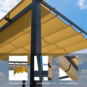 Pergola Retrattile in Alluminio per Esterni, Tettoia Parasole Resistente alle Intemperie per Patio, Barbecue, Feste, Matrimoni - Gazebo e Pergola - Product Image 3