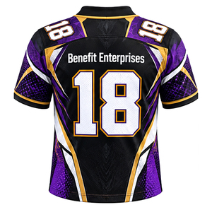Camiseta de Fútbol Americano Sublimada con Transferencia de Calor, de Poliéster, para Jugador de Equipo, con Cuello en V y Manga Corta, que Absorbe la Humedad - Product Image 2