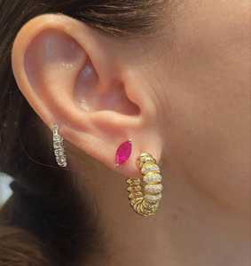 Ribbed Wrap Diamond <b>Hoop</b> <b>Earrings</b> 10k 14k 18k <b>Solid</b> Gold Everyday Wear Pave Lab CVD HPHT Chunky Spiral Huggies Wholesale Bulk - Product Image 4