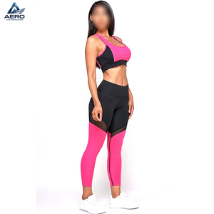 Conjunto Deportivo de Dos Piezas para Mujer, Top Deportivo Bicolor y Leggings con Detalles de Malla, Ropa Deportiva Profesional para Gimnasio y Entrenamiento - Product Image 4