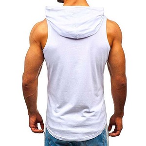 Débardeur à capuche sans manches pour homme, couleur unie, tricoté, coupe ajustée, respirant, blanc, pour l'été, personnalisable, style mode - Product Image 2