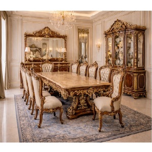 Ensemble de salle à manger Maharaja au look majestueux, style américain moderne, table en teck, chaises à dossier haut, 8 places, mobilier de luxe pour la maison - Product Image 3