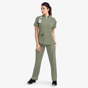 Venta de Fábrica: Blusas Médicas Personalizadas para Mujer a Bajo Precio, Material 72% Poliéster/21% Rayón/7% Spandex, Detección de Agujas, Servicio OEM, Dos Piezas - Product Image 2