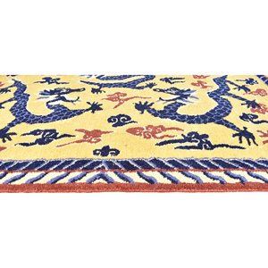 Alfombra de Dragón Chino Hecha a Mano Personalizada, 100% Lana, Amarilla y Azul, Estilo Art Deco, Decoración Oriental con Motivos de Animales, Chinoiserie, Decoración para el Hogar - Product Image 6