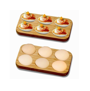 Plateau de service en bois de hêtre pour œufs à la coque, avec 12 emplacements, organiseur pratique pour œufs durs, plat pour la table - Product Image 2