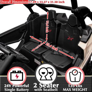 รถยนต์เด็กนั่งขับ BRP X3 24V 2 ที่นั่ง ลิขสิทธิ์แท้ ผลิตจากโพลีเอสเตอร์กันน้ำ พร้อมรีโมทคอนโทรล และดีไซน์ขับเคลื่อน 4 ล้อ สำหรับวิ่งออฟโรด - Product Image 3