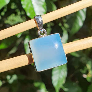 Venta al por mayor de colgantes y dijes de joyería fina de Calcedonia azul cuadrada grande para boda y compromiso suministros de fabricación de joyas a granel - Product Image 5