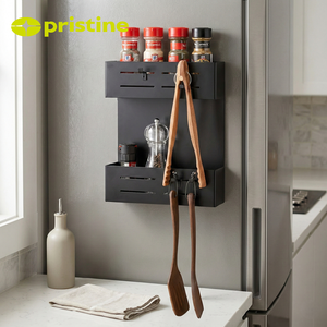 Wholesale Household Storage Rack Metal Housewares 2 tier Magnet Storage Rack shelf with <b>Rubber</b> Magnet <b>Sheet</b> - Product Image 5