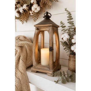 Lanterne décorative en bois, style rustique, à suspendre, pour salon, chambre, véranda, patio, jardin, mariage, restaurant - Product Image 6