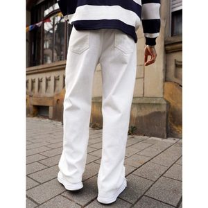 Vaqueros de mezclilla de pierna ancha de corte recto blancos, modernos y ecológicos, transpirables, estilo urbano, talla 28 a 42, vintage - Product Image 6