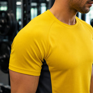 T-shirt pour homme de couleur jaune vif, respirant, anti-odeur, à séchage rapide, confortable, durable, à prix bas - Product Image 4