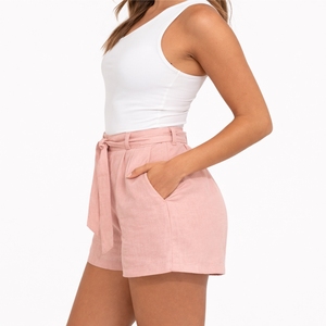 Shorts d'été décontractés pour femmes à motif écossais, taille élastique, respirants, séchage rapide, écologiques, légers, sportifs, en Spandex/Coton - Product Image 3