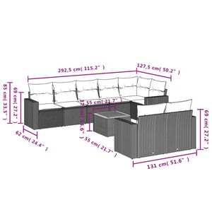 Grand ensemble de canapés de jardin modulaires en rotin PE beige, meubles de jardin modulaires confortables - Product Image 3