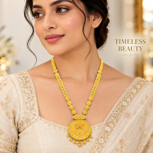 Conjunto de Collar y Pendientes de Cobre y Latón Radiante con Baño de Oro de 24K, Joyería de Moda para Mujer, Estilo Indio para Bodas y Fiestas - Product Image 3