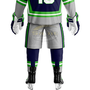 New Arrival Green Gray and Black <b>Colour</b> Ice Hockey Uniform Polyester Material with Low Price Ice Hockey Uniform - Product Image 6