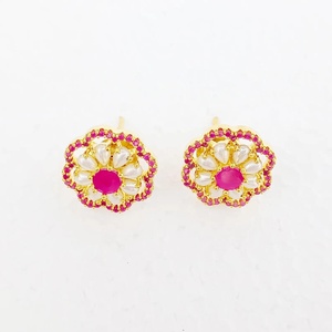 Pendientes de botón chapados en oro de 22 quilates RAY FINE ORNATES, con forma de bola, modernos, para novias, aniversarios, estilo vintage, regalo de joyería - Product Image 2