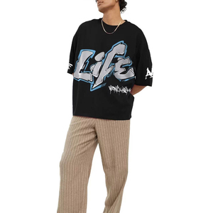เสื้อยืดคอตตอนโอเวอร์ไซส์สำหรับผู้ชายไซส์ใหญ่ แขนสั้น คอกลม พิมพ์ลาย สตรีทแวร์ สำหรับใส่ลำลอง ไซส์พลัส 3XL 4XL - Product Image 1
