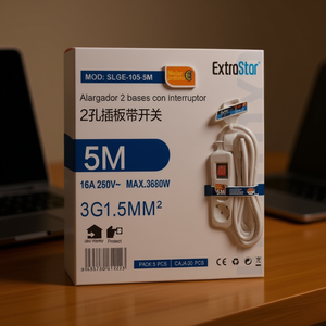 Bloque de Enchufes de 2 Tomas con Interruptor y Cable de 5M, Base Doble Interconectable - Product Image 2