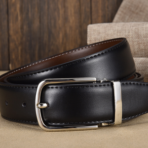 Ceinture en cuir véritable de luxe pour hommes, avec boucle à ardillon classique blanche et noire, idéale pour le dropshipping - Product Image 4