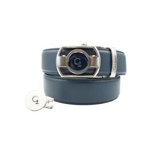 สายพานกอล์ฟหนังสีน้ำเงินเข้มพร้อมหัวเข็มขัดอัตโนมัติและเครื่องหมายลูกบอลในตัวเพื่อการเล่นที่สะดวกสบาย - Product Image 1