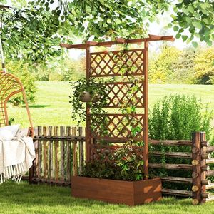 Jardinière en bois avec treillis pour cultiver légumes, herbes et fleurs dans un potager surélevé - Product Image 1