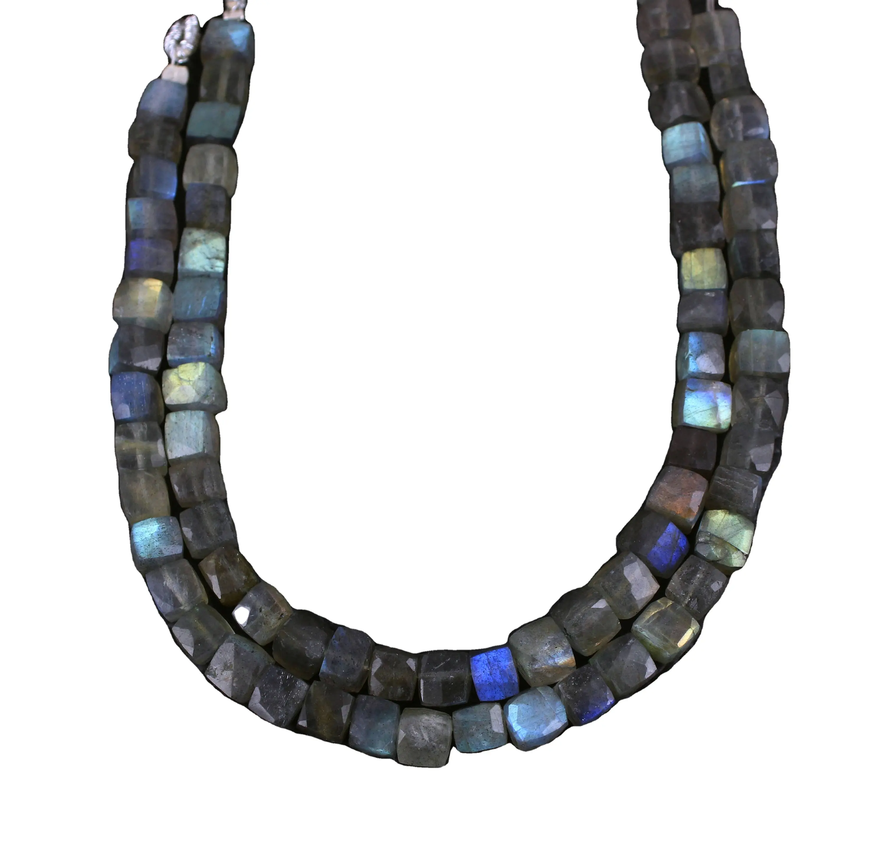 Splendid Gemstone 1 Strand Top Quality Natural Blue Flash Labradorite Cube Shape Blue Fire Faceted Beads Wholesale