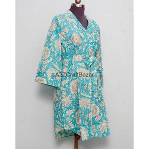 Robe longue 100 % coton pur à imprimé floral, manches cloche, imprimée à la main, col en V, longueur midi, style chemise, pour l'été et les fêtes - Product Image 5