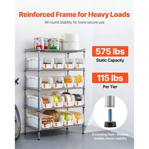 Organisateur à 16 compartiments, étagère de rangement à 5 niveaux, système d'étagères en fil d'acier, roulettes, organisateur d'outils mobile pour garage, salle de classe - Product Image 3