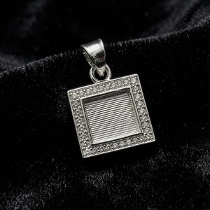 925 Sterling <b>Silver</b> Square 10x10mm Blank Bezel Pendant with Zircon DIY Resin Ashes Memorial Pendant Keepsake <b>Jewelry</b> <b>Making</b> - Product Image 4